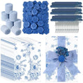 Fullhawl 50 Sets Wedding Invitations Wraps Set Pre Folded Vellum Jackets for 5 x 7 Invitations Dried Flowers Wax Seal Stickers Chiffon Silk Ribbon for Wedding Birthday Bridal Shower (Light Blue) by Fullhawl