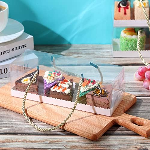Eaasty 80 Pcs Clear Cupcake Boxes with Handles 9x3x3 Inch Gable Boxes - Image 6
