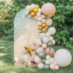 Ocean Arch Backdrop Cover 7.2 FT, Summer Beach Teal Sea Wave Starfish Seashells Beige Sand Wedding Arch Cover Stretchy Backdrop Stands Covers for Birthday Party Ceremony Banquet Decor - Image 4