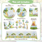 106 Pc Winnie Baby Shower Decorations – Pooh Plates, Napkins & Tablecloth - Image 4