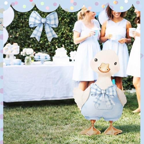 Novabright 2 Pcs Silly Goose Cutout Party Decoration 39.4'' 1st Birthday Silly Goose Cardboard Cut Out Sign 19.69'' Adhesive Bow Cutout Photo Prop Backdrop Standup for Birthday Baby Shower (Blue) - Image 6