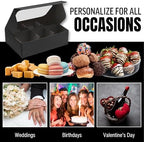 25 pcs Black Mini Truffle Box for 6 treats with Window and Dividers, Bakery Boxes, 5 x 3.5 x 1.57 Inches VERY SMALL Baking Boxes, Square Truffles Box Decorating Supplies for Gift Giving - Image 5