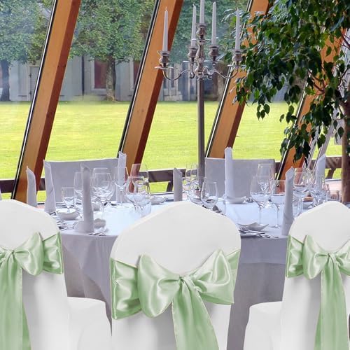 50 Pack Sage Green Satin Chair Sashes, Green Chair Bands for Wedding, Sage Chair Bows Chairs Ties for Party Ceremony Event Decor (7x108 inch) - Image 6