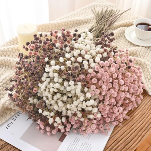 Pink Babys Breath Artificial Flowers, Pink Fall Decor, Dusty Rose Flowers - Image 3