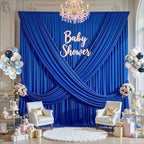 20ft×12ft Wrinkle Free Royal Blue Backdrop Curtain for Wedding Parties, 4 Panels 5×12ft Long Silky Polyester Fabric Backdrop Drapes Photo Back Drop Cloth for Boss Baby Photography Background Cloth by ENJOYYOURPARTY