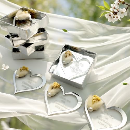 Wedding Favor Guest Bulk Magnet Gold Heart, Sets of Party Favors, Gold Heart Acrylic Bridal Shower Favors, Party Favor for Attendee (Silver Heart Magnet, Set of 40) - Image 3