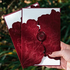 Burgundy Velvet Invitation Sleeve, Elegant Flower Jacket and Rose Wax Seals, Wedding Invitations Cover, fit 5x7 inch Cards (25pcs Velvet Sleeve + Wax Seal Only) - Image 4