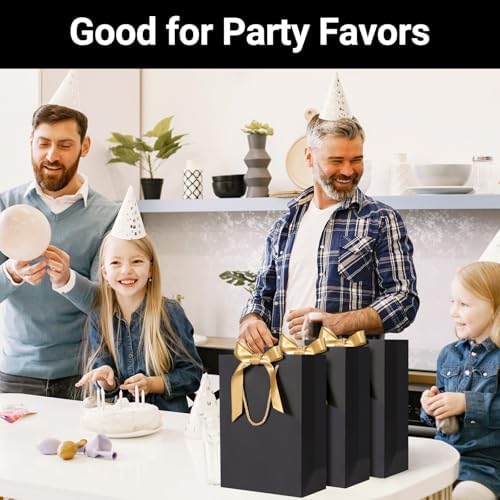 EUSOAR Black Kraft Gift Paper Bags with Bow Ribbon Handle, 50pcs 7.8"x3.9"x11" for Wedding, Bridal Shower, Baby Shower, Birthday, Anniversary - Image 5