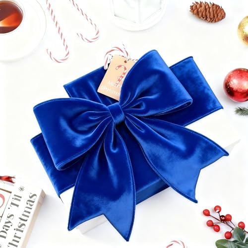 Meseey 4 Inch 50 Yards Royal Blue Velvet Wired Ribbon - Premium Soft Velvet Ribbon with Wire Edges for Christmas Tree Decor, Wedding, Party, Gift Wrapping, DIY Crafts - Image 4