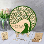 Personalized Family Tree Wedding Guest Book Alternative Personalized Name Date Rustic Wedding GuestBook for Reception with Wooden Heart Wedding Guest Book Frame Sign,B-Family Tree Guestbook-4 by Smallduuck