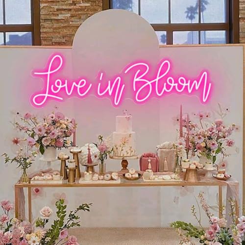 Love in Bloom Neon Sign, Custom Neon Light, Led Wedding Backdrop Sign, Handmade Wedding Favors, Promposal Sign - USB Size: 20x6in by BELISAMA