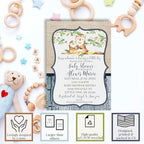 Amanda Creation Blue Watercolor Owl Baby Shower Invitations for Boys, Baby Shower Invitations with Owls, 20 Personalized 5x7 Double-Sided Cards with White Envelopes, Made in USA - Image 2