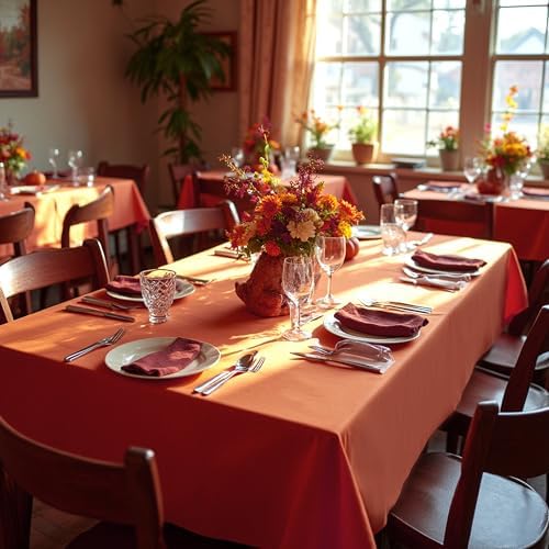 sancua Thanksgiving Tablecloths Rectangular 60x120 Inch, 6 Pack Rust - Image 4