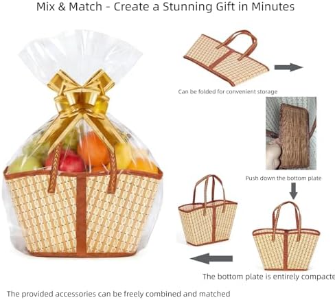 6 Set Bamboo Baskets for Gifts Empty, Large Woven Gift Basket Empty - Image 3