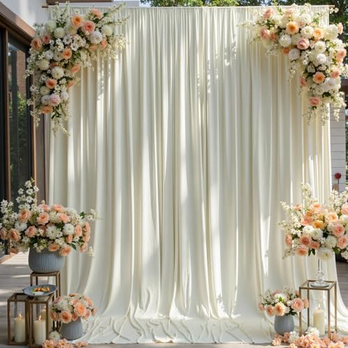 20×12ft Wrinkle Free Ivory Backdrop Curtain for Wedding Parties, 4 Panels 5×12ft Long Soft Silky Polyester Backdrop Drapes Cream Photo Back Drop Curtains for Party Photography Background Cloth - Image 5