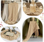 25 Pack Beige Cheesecloth Table Runner 17 x 108 Inch Gauze Table Runner Fabric Semi Sheer Cheese Cloth Table Runner Bulk for Rustic Romantic Wedding Baby Shower Table Decoration - Image 6