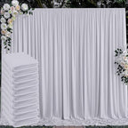 50 ft x 10 ft Wrinkle Free Silver Backdrop Curtain for Parties, Polyester Silver Grey Backdrop Drapes 10 Panels 5x10ft for Baby Shower Photoshoot Engagement Wedding Birthday Photography Background by Outpain