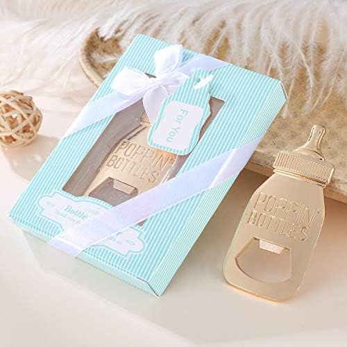 24pcs Poppin Bottle Bottle Opener Baby Shower Favors Gift for Boy with Exquisite Packaging Box,Baby Shower Souvenirs For Guests Boy Baby Shower Party Decor Supplies by WeddParty (Blue A, 24) - Image 7