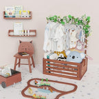 BAMBOOHOMIE Baby Shower Crate Closet, Baby Baskets with Hangers Handle, Baby Crate Box for Baby Shower, Welcome Gift Basket for Newborn Baby, Pregnancy Gift for New Parents (Brown, Large Size) - Image 4