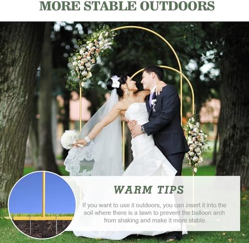 Wedding Arch Backdrop Stand Set of 2, Gold Metal, 7.3FT & 6FT - Image 6