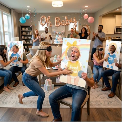 6 Sets Baby Shower Feed The Baby Game, Funny Blindfolded Baby Shower - Image 5