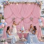 40x10FT Backdrop Curtains with Rod Pockets - Wrinkle Free Photo Stage Backdrop 8 Panels Curtains Drapes for Photography Wedding Party Baby Shower Decorations (Pink) - Image 3