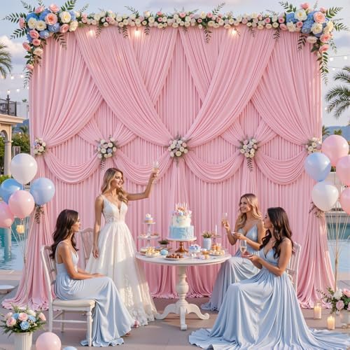 50x10FT Backdrop Curtains with Rod Pockets - Wrinkle Free Photo Stage Backdrop 10 Panels Curtains Drapes for Photography Wedding Party Baby Shower Decorations (Pink) - Image 7