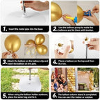 2 Sets Metallic Gold Balloon Column Stand Kit with 100 Balloons Adjustable Balloon Tower Stand with Bases for Floor Gold Confetti Balloons Column Kit for Shower Birthday Wedding Back to School Party - Image 5