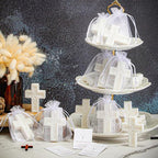 50 Pack Cross Scented Soap Baptism Favors with Cards Bags Guest Gifts,White - Image 4