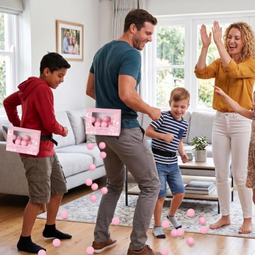 8 Sets Pink Heart Baby Shower Swing Shaking Balls Activity Set for Adults - Image 5