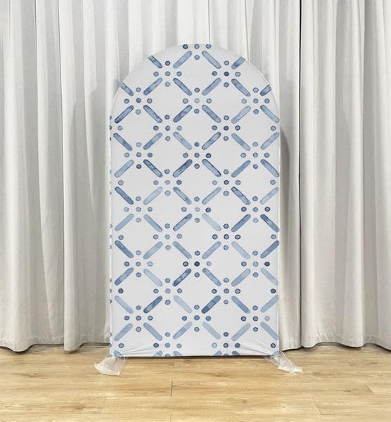 Curved Top Arch Cover Backdrop 3.3x6.5ft Mediterranean Portuguese Patchwork Tile Theme Spandex Background for Birthday Wedding Shower Banquet Porcelain Party Decoration - Image 3