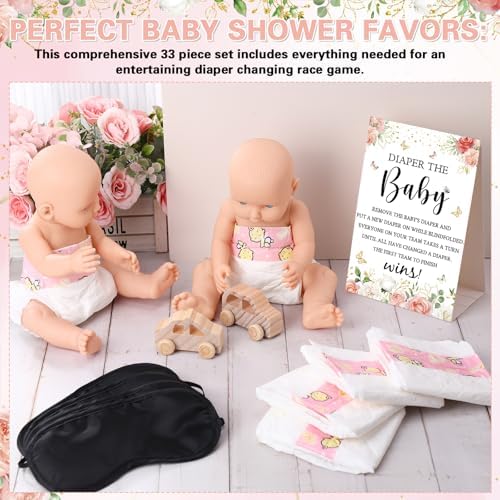 RoundFunny 33 Pcs Baby Shower Diaper Changing Game Supplies, Rose - Image 5