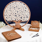 Wooden Tree Wedding Guest Book Alternative – Unique Drop Box Frame with Wooden Leaves, Rustic Wedding Decoration, Personalized Guestbook Set with Markers & Stand for Reception or Anniversary - Image 2