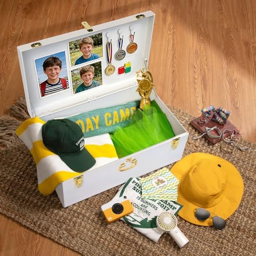 Vixdonos Decorative Metal Box Storage Trunks Set of 2 College Dorm Chest with Lock Hole,23.7X14.2X9.5 Inches(White) - Image 6