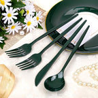PULOTE 150PCS Green Plastic Silverware - Plastic Cutlery Set Disposable - Green Plastic Utensils Include 50 Forks, 50 Spoons, 50 Knives for Party&Christmas - Image 5