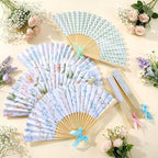 Roowest 36 Pcs Pastel Floral Folding Hand Fans Bulk, Tea Party Paper Fans - Image 4