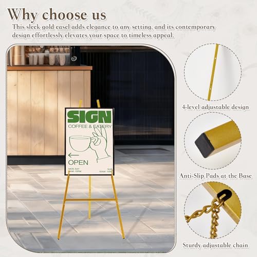 Gold Easel Stand for Signs , 43.5" Heavy Duty Metal Easel Stand - Image 3