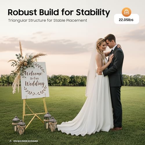 Gold Easel Stand for Sign, Adjustable Metal Standing Display Easel for Wedding Signs Painting Art Posters Pictures Welcome Signs Baby Shower (18.9 X 44.5 in) - Image 5
