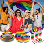 FillTouch 350 Pcs Rainbow Gay Pride Month Lgbtq Party Supplies Set Rainbow Disposable Paper Plates Love Napkins Cups Knives Forks Spoons for 50 Guests Gay Pride Party Parade Club Festival Events - Image 4