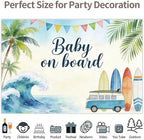 8x6ft Baby On Board Theme Backdrop Summer Beach for Baby Shower Party Decorations Banner Summer Beach Backdrops for Photography Background Newborn Birthday Cake Table Photo Props - Image 5