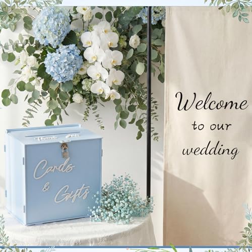 BreezeHug 10" Baby Blue Acrylic Wedding Card Box with Lock & DIY Letters - Image 6