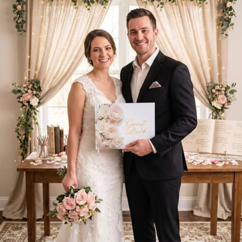 Wedding Guest Book Pink Roses Photo Guestbook - Image 6