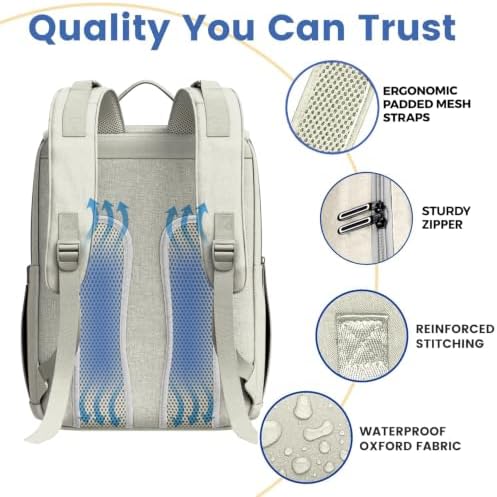 Baby Shower Gifts Diaper Bag Backpack, Baby Diaper Bag, Large Baby Bag for Boys & Girls, Waterproof, 16 Pockets, Insulated Bottle Holders, Durable,Travel-Friendly & Lightweight,Easy Organization,Beige - Image 4