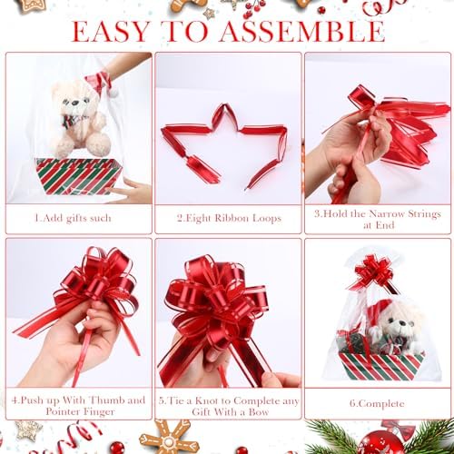 Thenshop 44 Pcs Empty Gift Basket Bulk,Basket Gifts, Red, Green, Stripe - Image 4