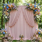 10ftx10ft Wrinkle Free Dusty Pink Backdrop Curtains for Parties, Silky Polyester Photo Backdrop Drapes 2 Panels 5x10ft Back Drop Cloth for Wedding Birthday Baby Shower Photography Background - Image 3