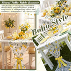 Mindsoft 3 Pcs Lemon Table Runner, 10ft Summer Tablecloth Yellow Lemon Party Decorations Gauze Embroidery Tulle Lace Runner for Table Wedding Birthday Bridal Baby Shower Holiday Dining Decor DIY - Image 3