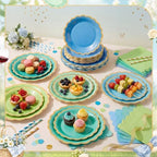 Zhehao 150 Pcs Blue Green Paper Plates Napkins Serves 50 - Image 2