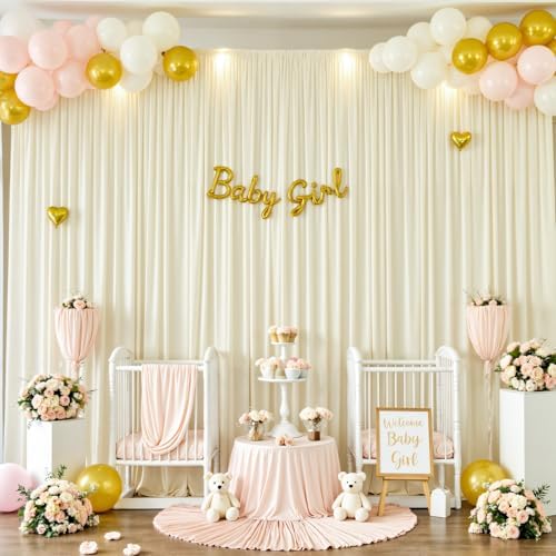 40x10ft Beige Backdrop Curtain for Wedding Parties Wrinkle Free Fabric Beige Drapes Backdrop Decoration for Baby Shower Birthday Photography Decoration 8 Panels, 5ft x 10ft - Image 6