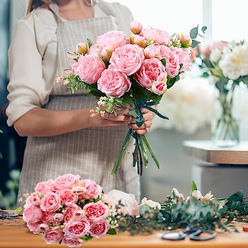 Geosar 8 Bundles Artificial Peonies Flowers,Pink - Image 6