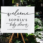 Andaz Press 16"X20" White Acrylic Personalized Baby Shower Welcome Sign, Gender Neutral Large Personalized Baby Shower Sign For Easel Stand, Classic Custom Baby Shower Welcome Sign Board Acrylic - Image 3